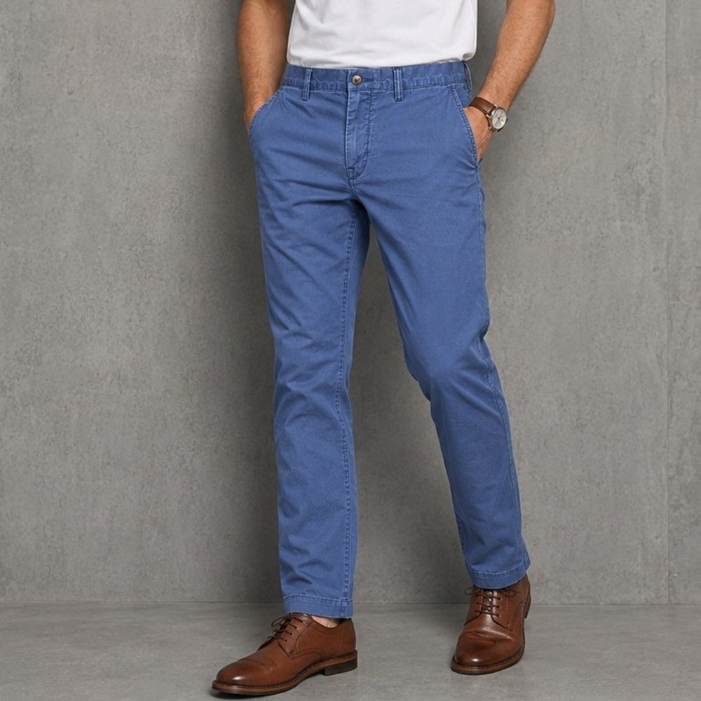 Polo Ralph Lauren Mens Blue Stretch Straight Fit Chino Pants 36x32 Cotton